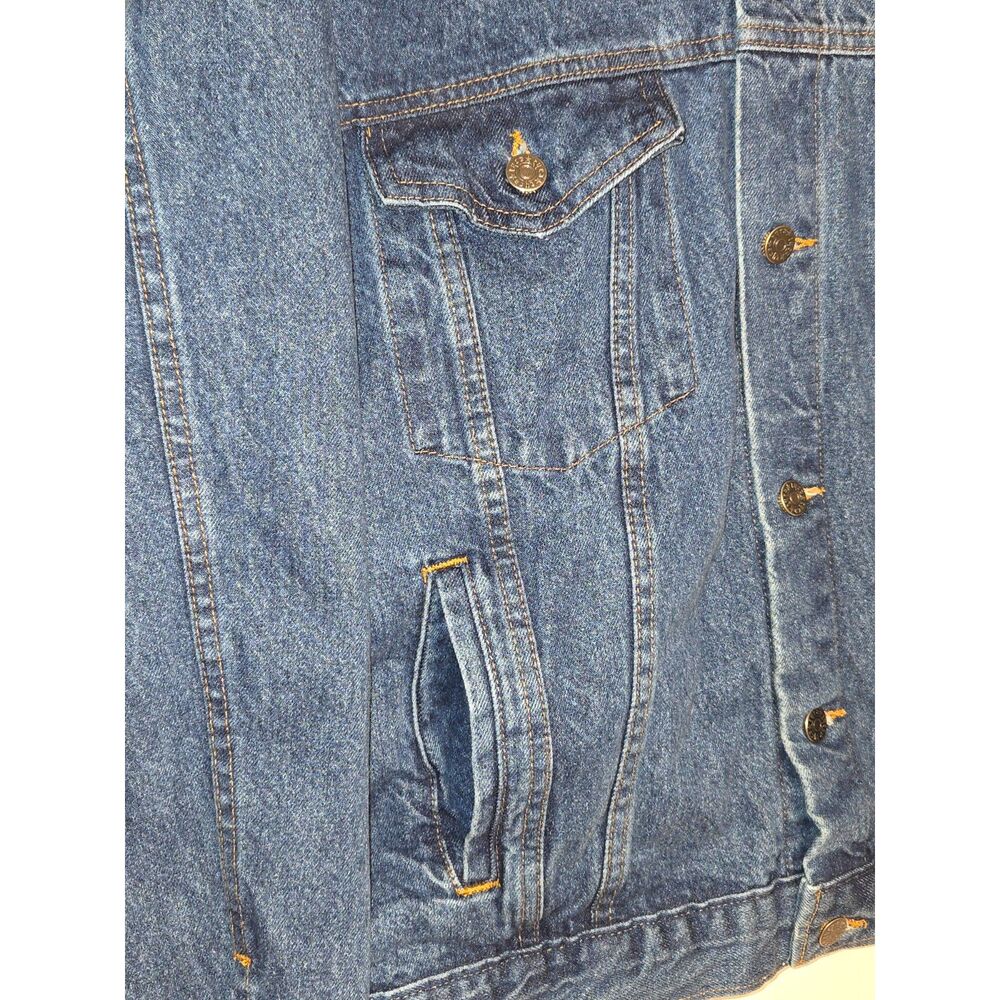 Vintage TYCA Denim Jacket USA Embossed Guitar Back IAMAW Union 90s Mens Large - Picture 4 of 9